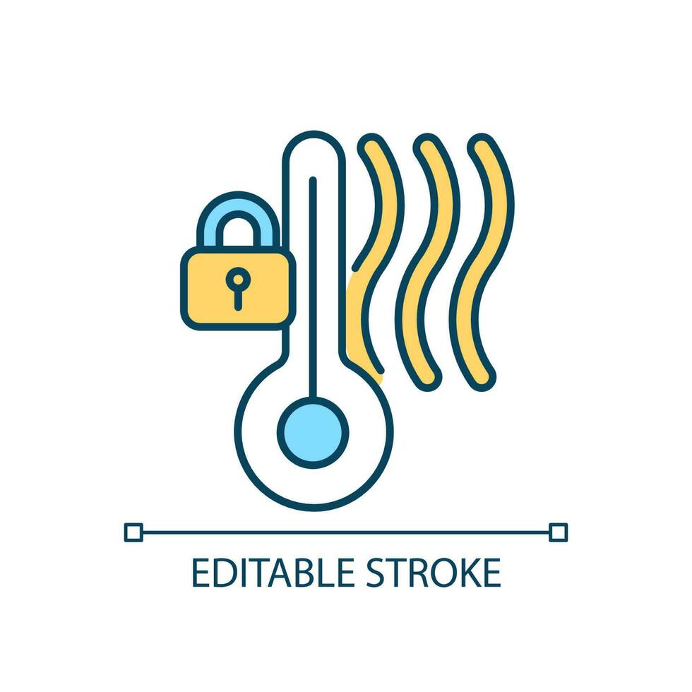 Saving heat energy RGB color icon. Reduce house warm loss. Conserve temperature during winter. Isolated vector illustration. Simple filled line drawing. Editable stroke