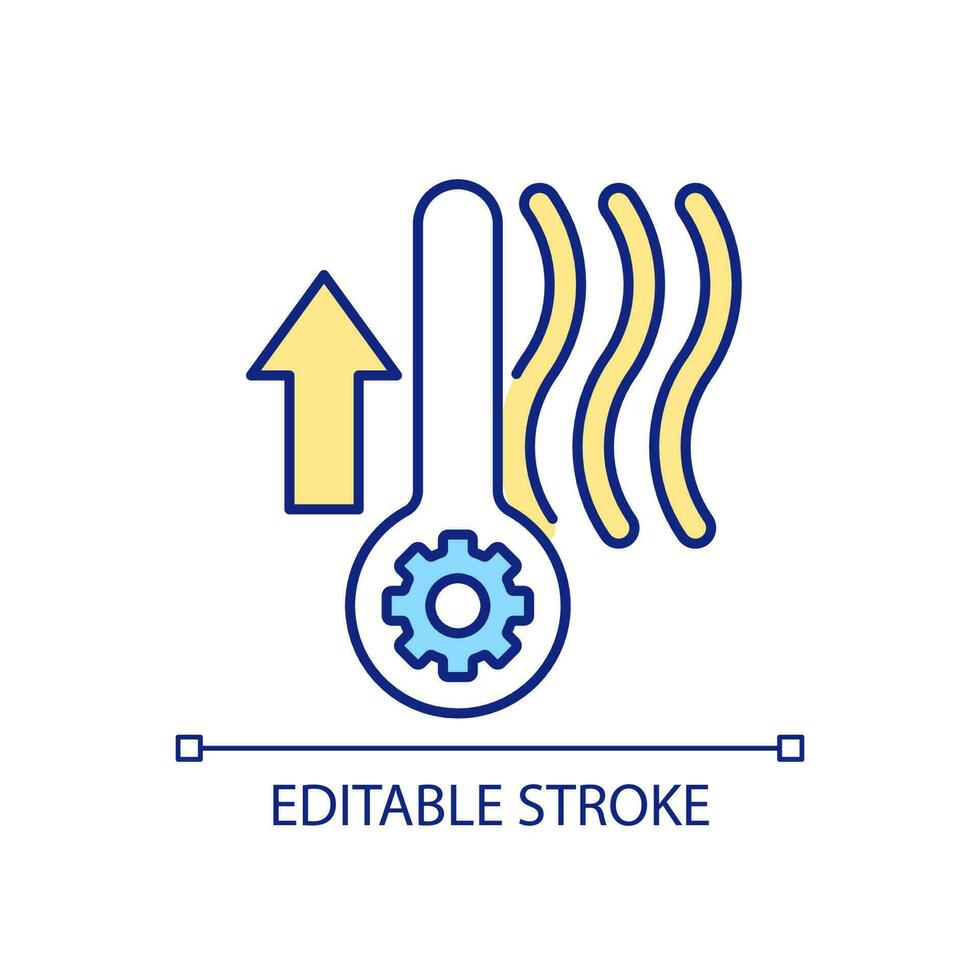 Temperature regulation RGB color icon. Warming cold freeze house. Save heat energy. Increase climate comfort. Isolated vector illustration. Simple filled line drawing. Editable stroke