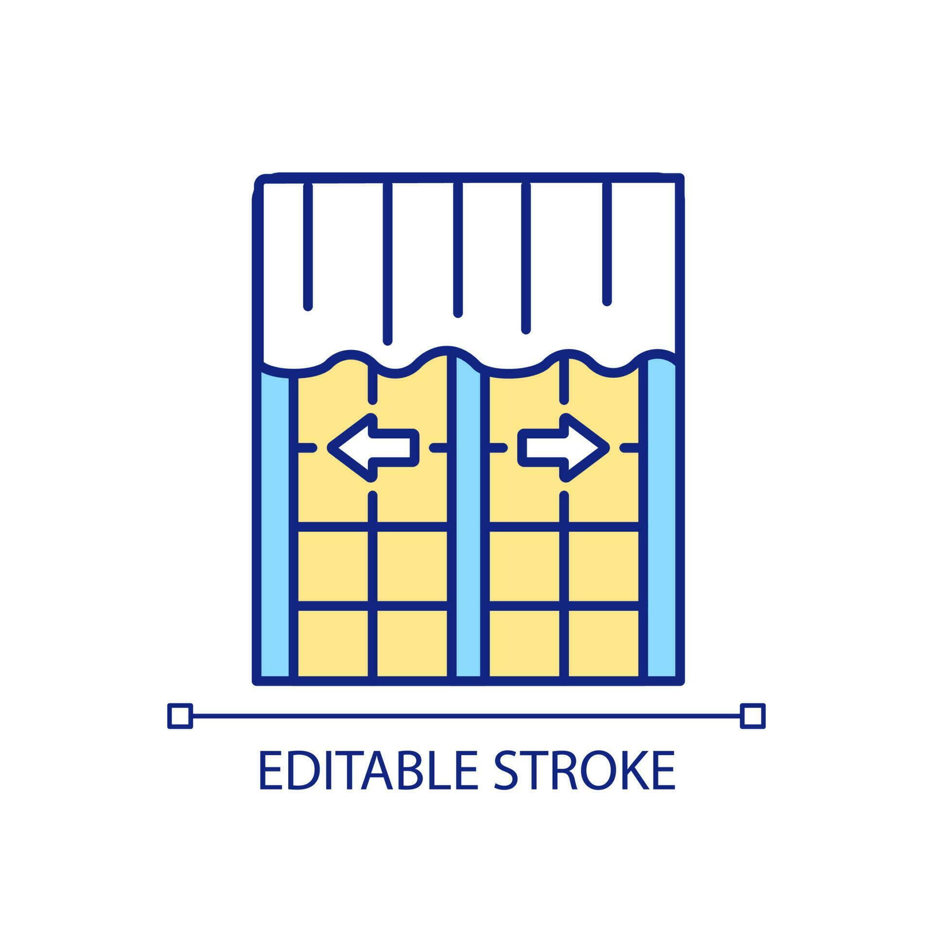 Close curtains RGB color icon. Hang blanket over window. Using cover to