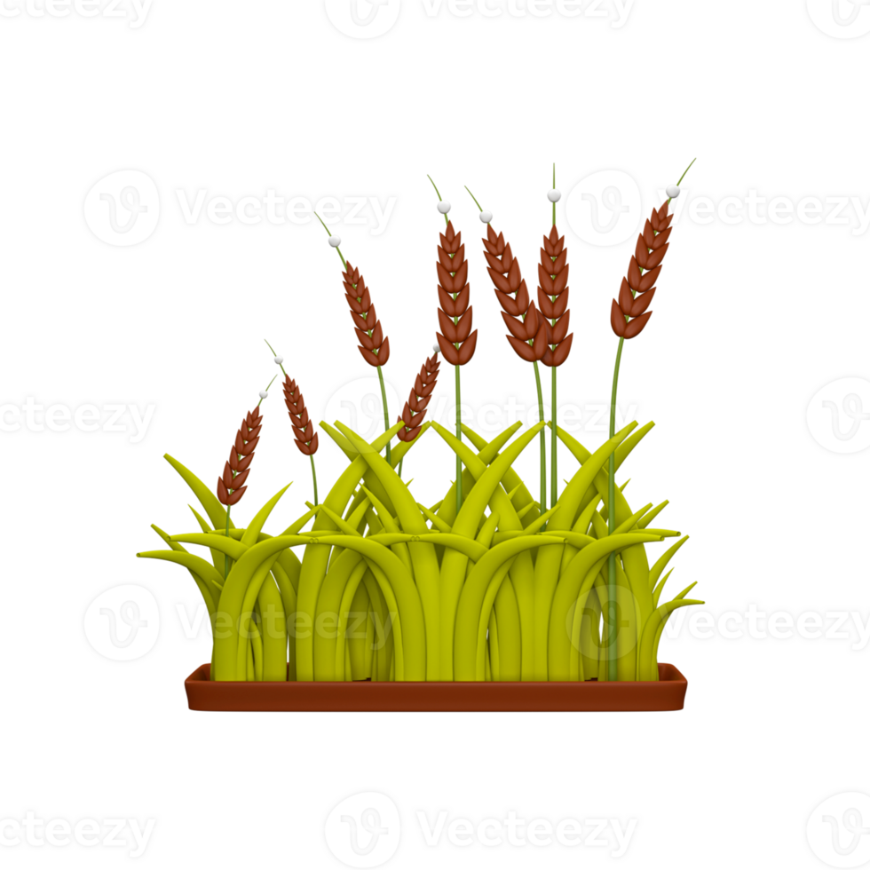 3D Rendering of Wheat  Ear Field Element. png