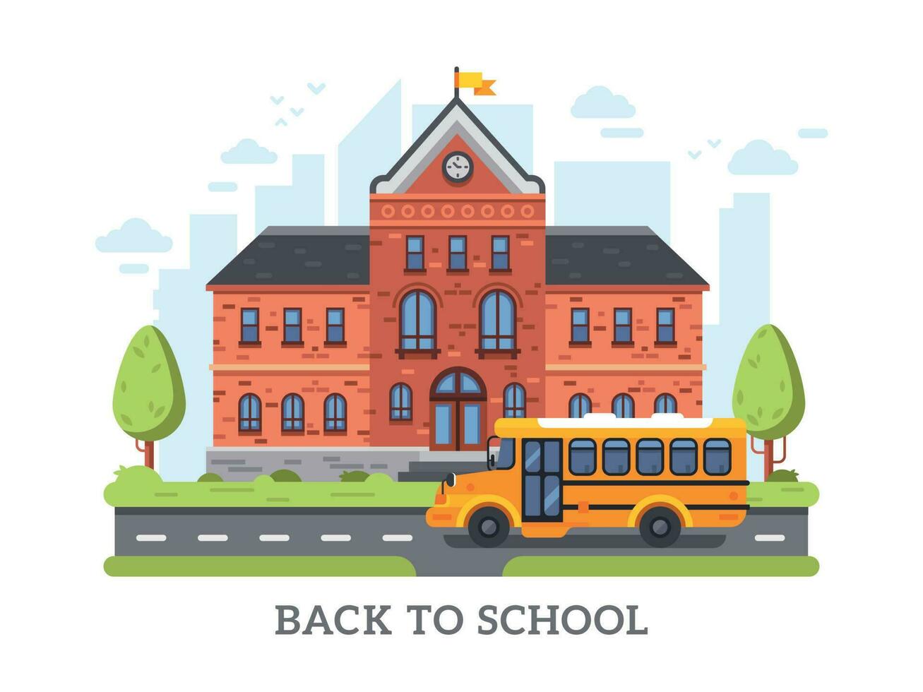 Academy, college, university education building. Back to high school vector illustration