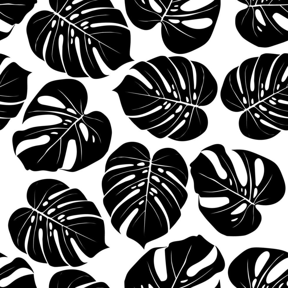 Tropical background with monstera leaves. Seamless floral exotic hawaiian pattern. Jungle  palm wallpaper. vector