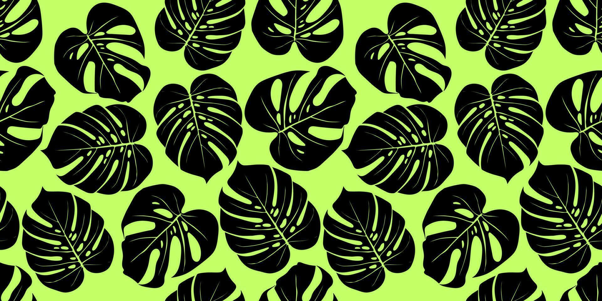 Tropical background with monstera leaves. Seamless floral exotic hawaiian pattern. Jungle  palm wallpaper. vector