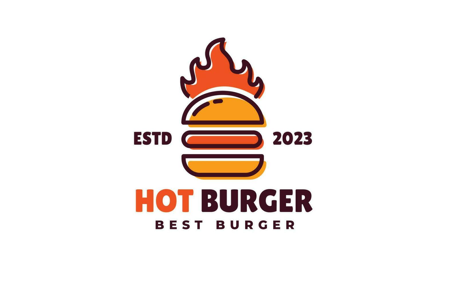 Modern and Minimalist Hot Burger Logo Vector Icon in flat outline style