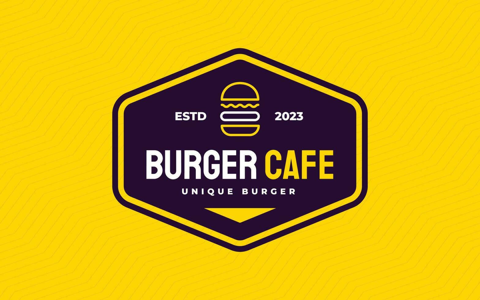 Modern and Minimalist Burger Cafe  Badge Logo Vector Icon in flat outline style