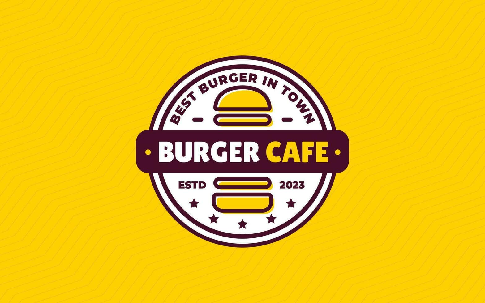 Modern Vintage Burger Cafe  Badge Logo Vector Icon in flat outline style