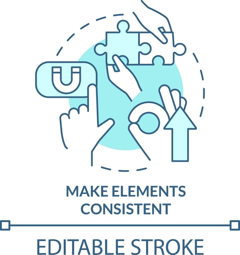 Make elements consistent turquoise concept icon. Mobile first key element abstract idea thin line illustration. Isolated outline drawing. Editable stroke vector
