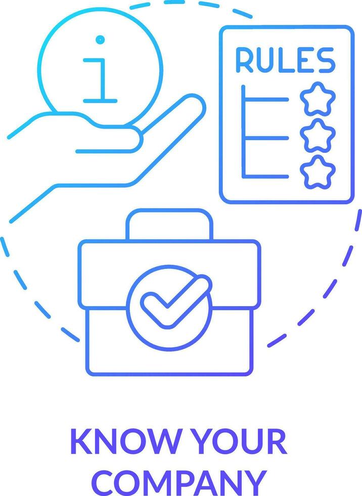 Organizational culture blue gradient concept icon. Know your company. Information about work condition abstract idea thin line illustration. Isolated outline drawing vector