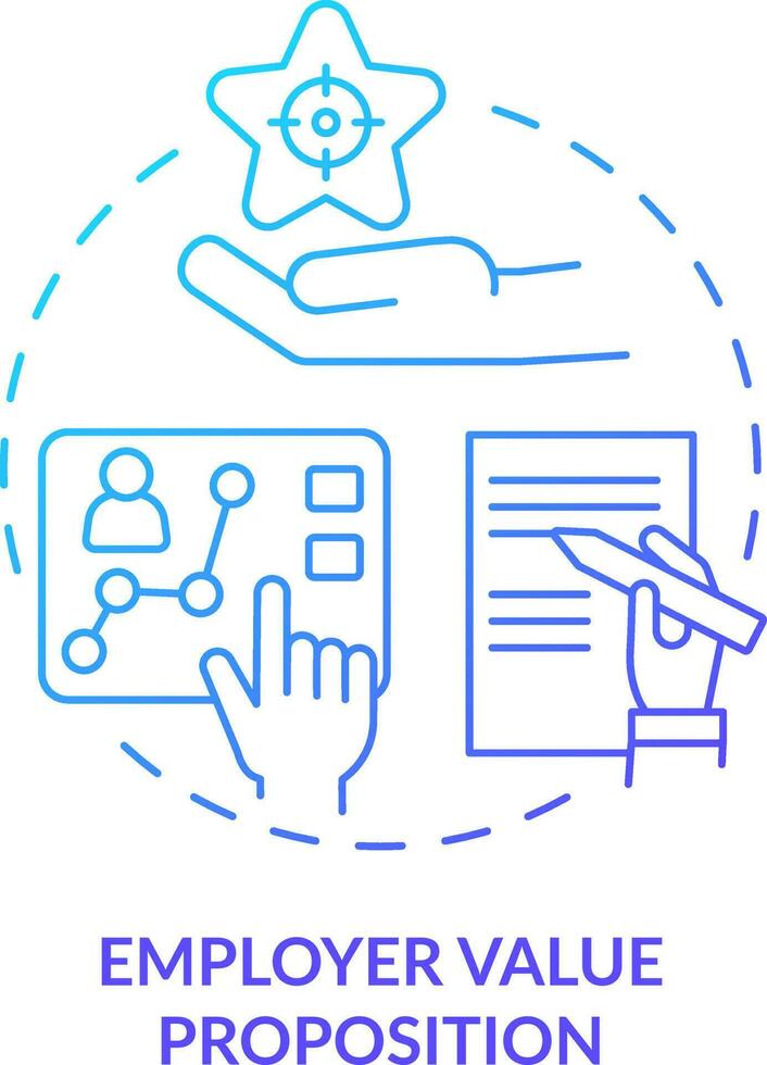 Employer value proposition blue gradient concept icon. HR management system. Employee incentives abstract idea thin line illustration. Isolated outline drawing vector