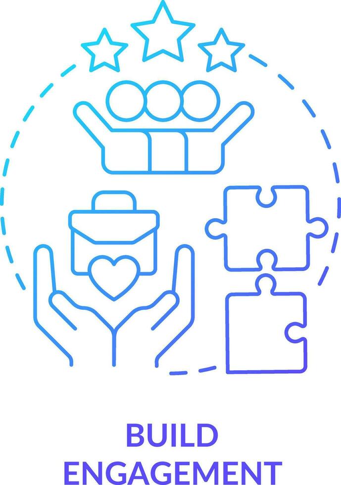 Build engagement blue gradient concept icon. Employee relationship. Company internal communication abstract idea thin line illustration. Isolated outline drawing vector