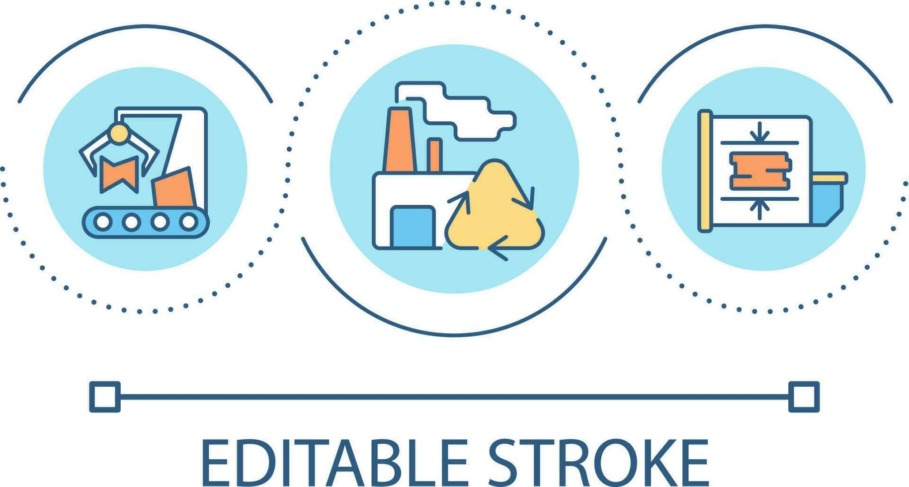 Industrial waste disposal loop concept icon. Garbage processing and recycling plant. Trash management abstract idea thin line illustration. Isolated outline drawing. Editable stroke vector