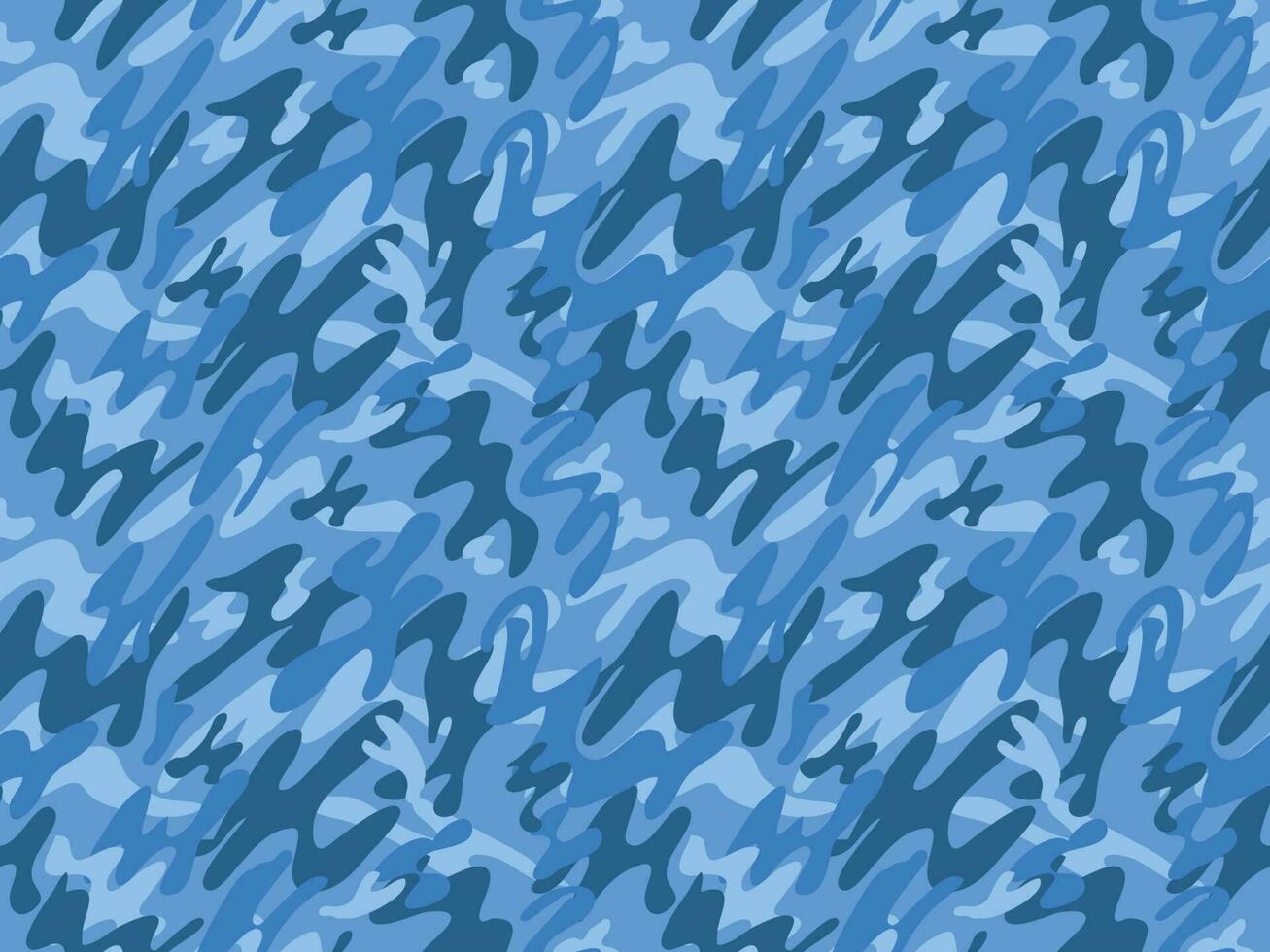 Ocean blue Seamless camouflage pattern. Modern camo. Military texture vector