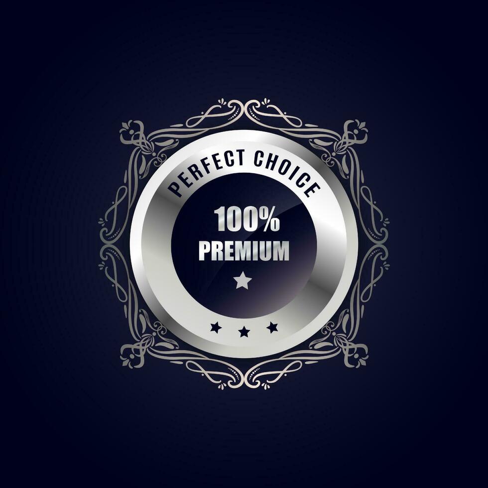 rounded silver badge frame design vector