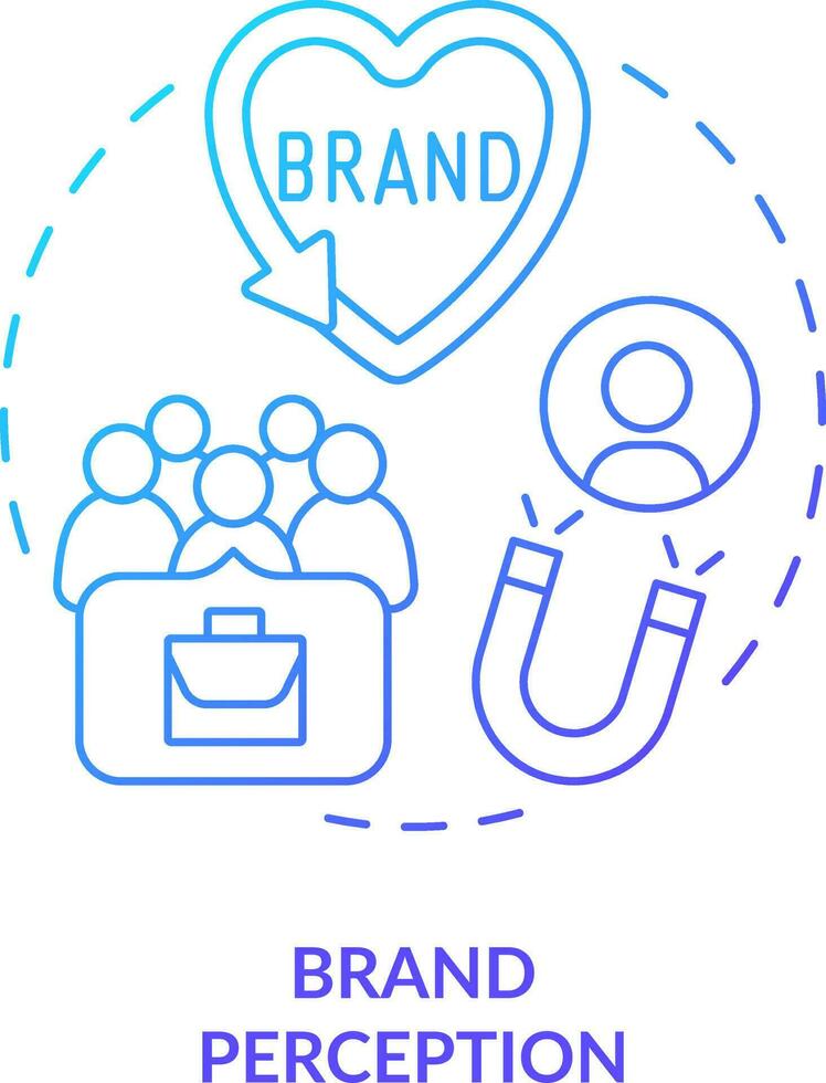 Brand perception blue gradient concept icon. Positive company reputation. Employer branding. Attract talent abstract idea thin line illustration. Isolated outline drawing vector