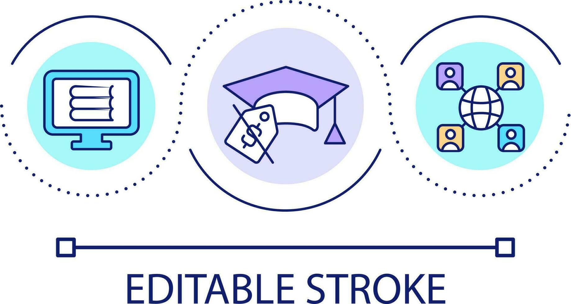 Free online college education loop concept icon. International communication. Elearning. Knowledge abstract idea thin line illustration. Isolated outline drawing. Editable stroke vector