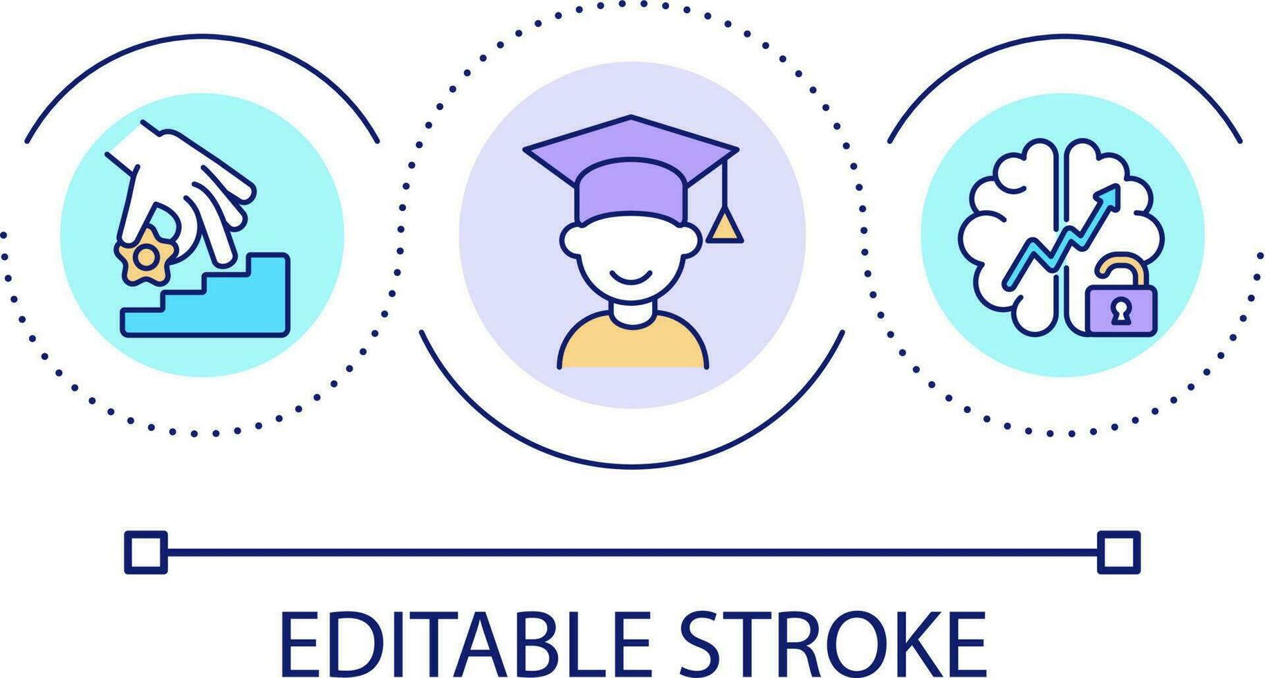 Student progress loop concept icon. Intellectual development of pupil. Primary education abstract idea thin line illustration. Isolated outline drawing. Editable stroke vector