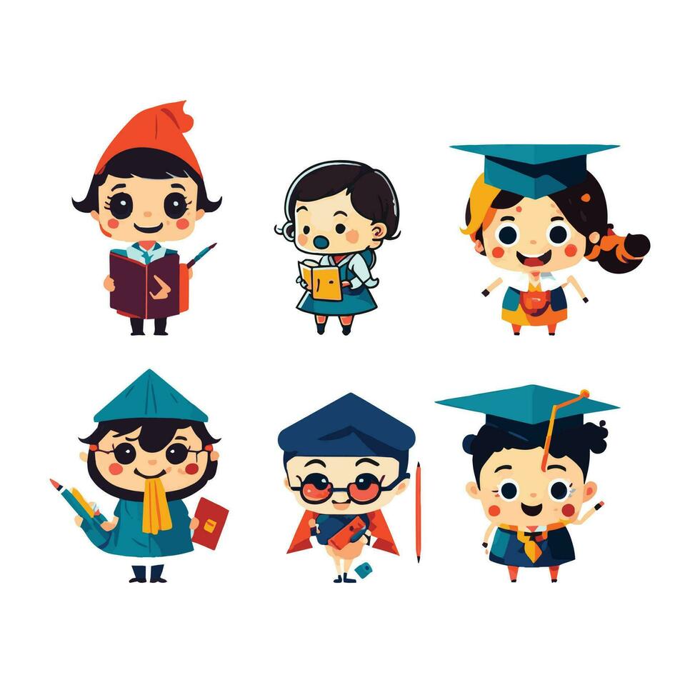 Education concept illustrations. Set of people vector illustrations in various activities