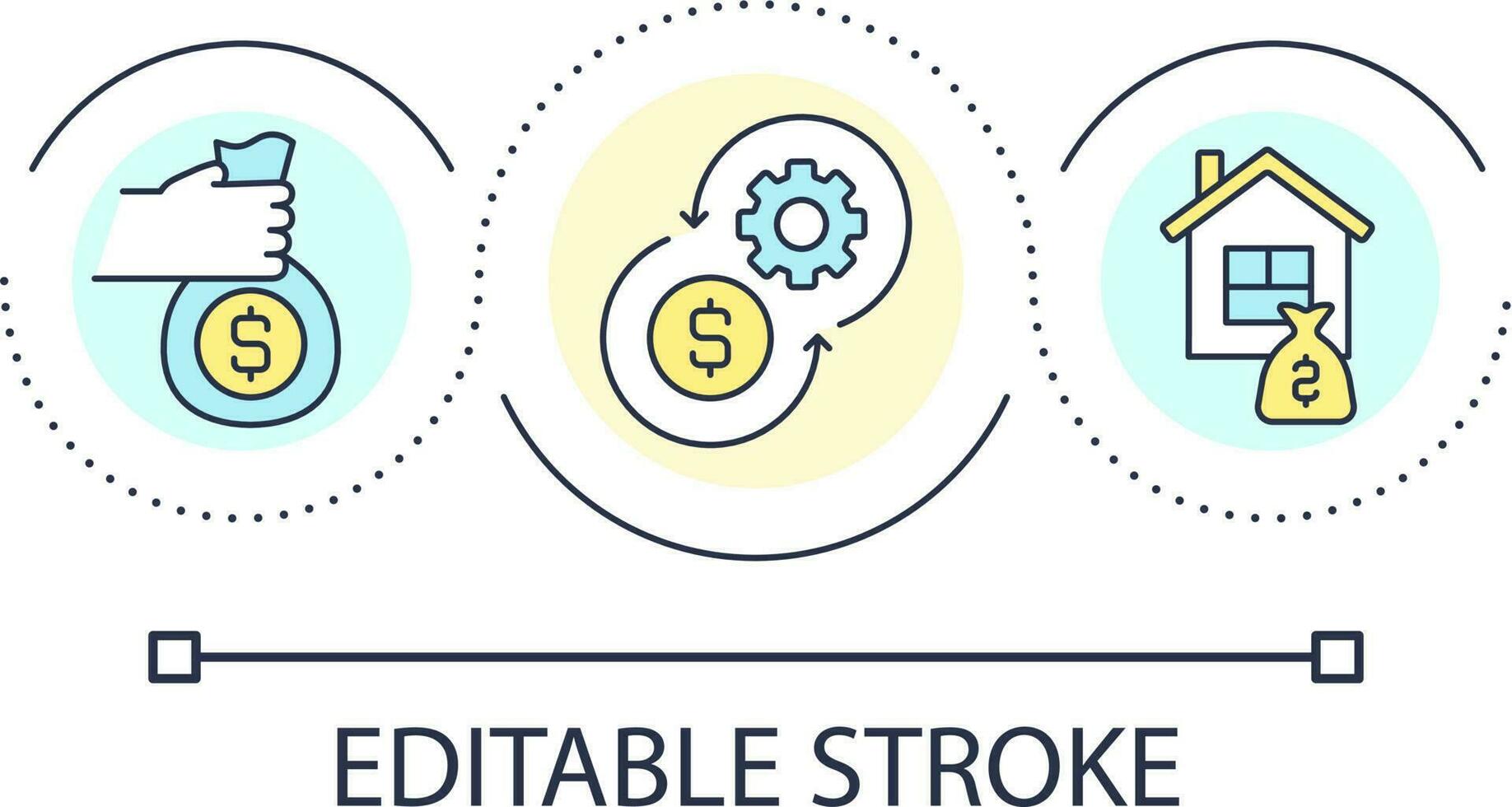 Buying house loop concept icon. Real estate mortgage. Regular loan payment. Property purchase abstract idea thin line illustration. Isolated outline drawing. Editable stroke vector