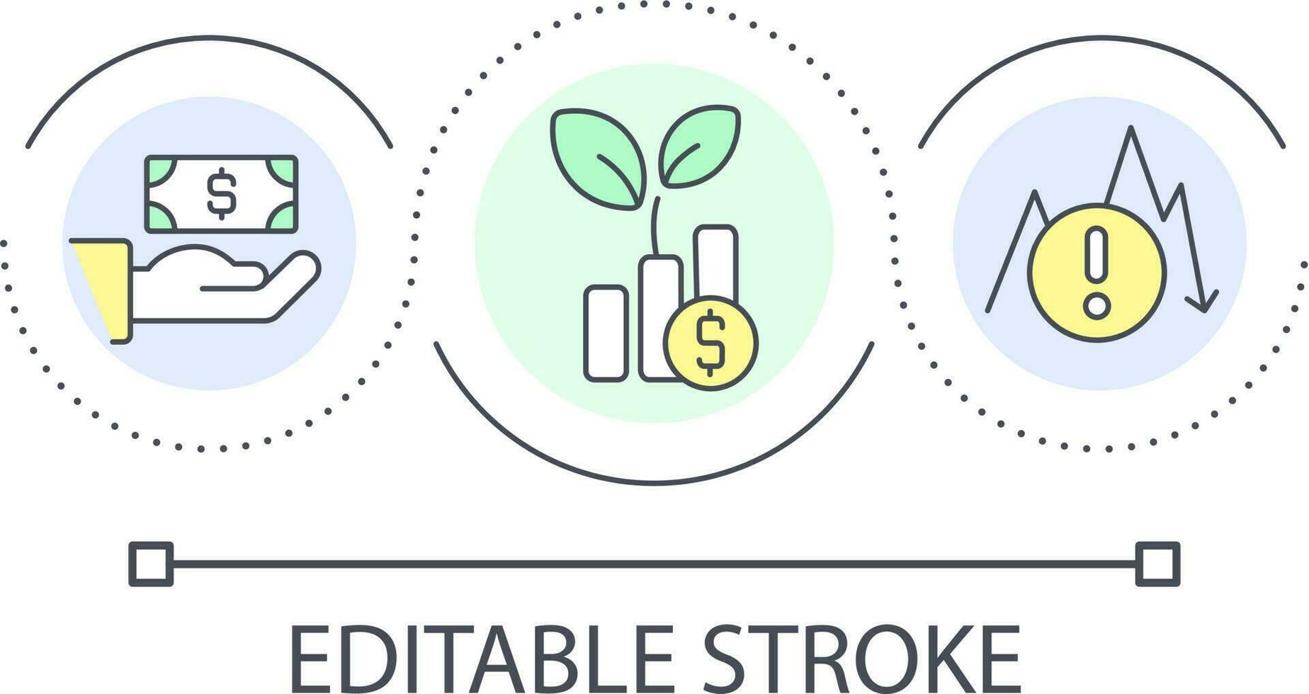 Investment pros and cons loop concept icon. Growing capital. Contribution risks. Money savings abstract idea thin line illustration. Isolated outline drawing. Editable stroke vector