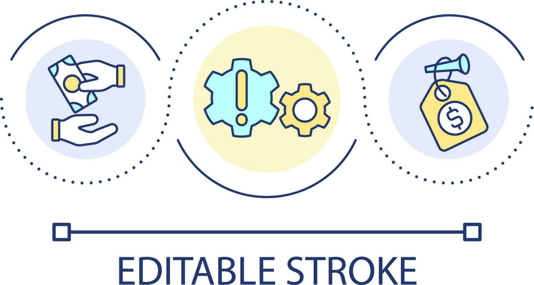 Prices regulation loop concept icon. Financial control. Buying goods. Commercial deal. Retail abstract idea thin line illustration. Isolated outline drawing. Editable stroke vector