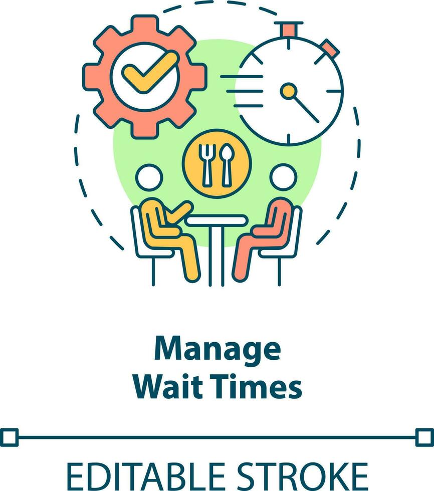 Manage wait times concept icon. Restaurant customer service abstract idea thin line illustration. Keeping visitors happy. Isolated outline drawing. Editable stroke vector
