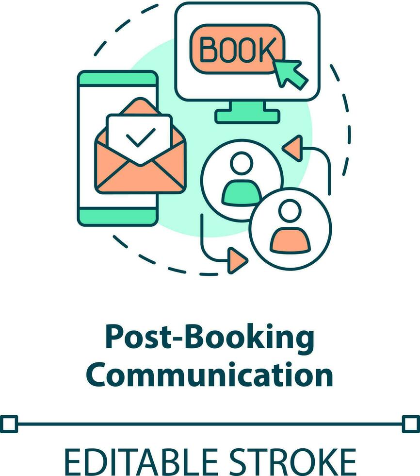 Post-booking communication concept icon. Elevating hotel guest satisfaction abstract idea thin line illustration. Isolated outline drawing. Editable stroke vector