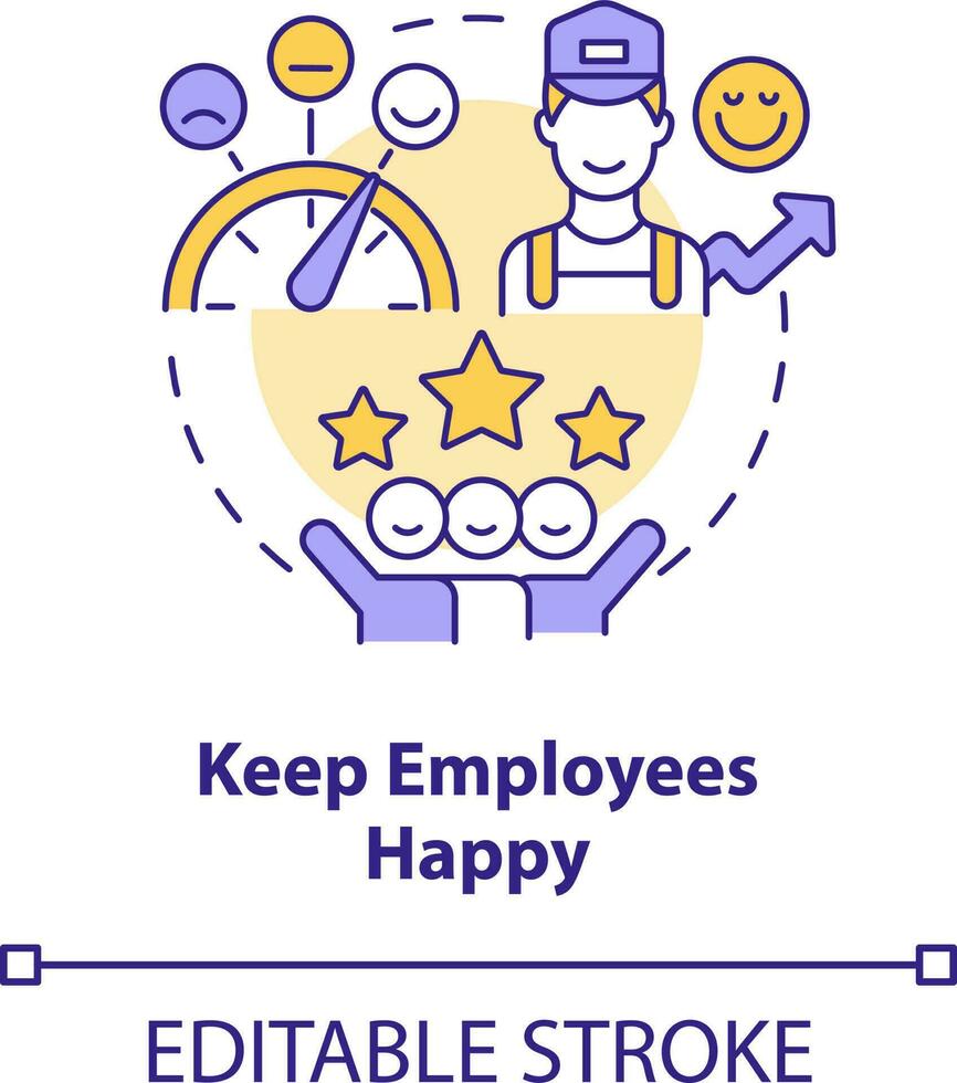 Keep employees happy concept icon. Hotel customer service abstract idea thin line illustration. Reward for performance. Isolated outline drawing. Editable stroke vector