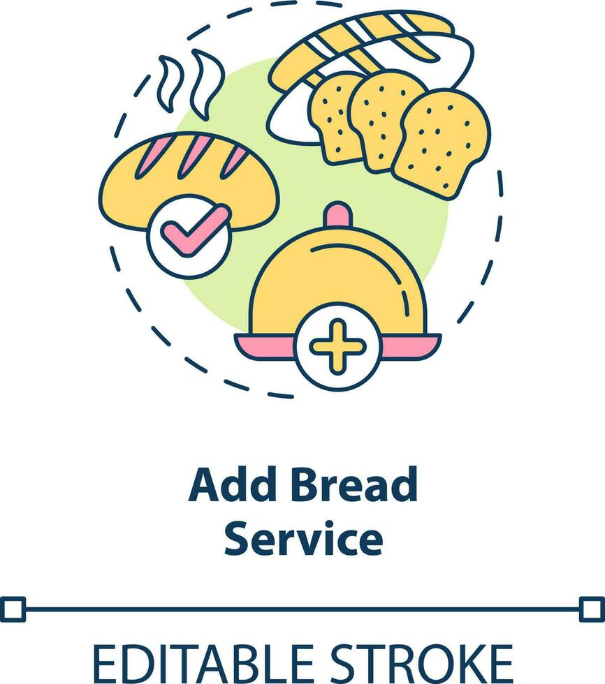 Add bread service concept icon. Improving customer satisfaction abstract idea thin line illustration. Beginning of meal. Isolated outline drawing. Editable stroke vector