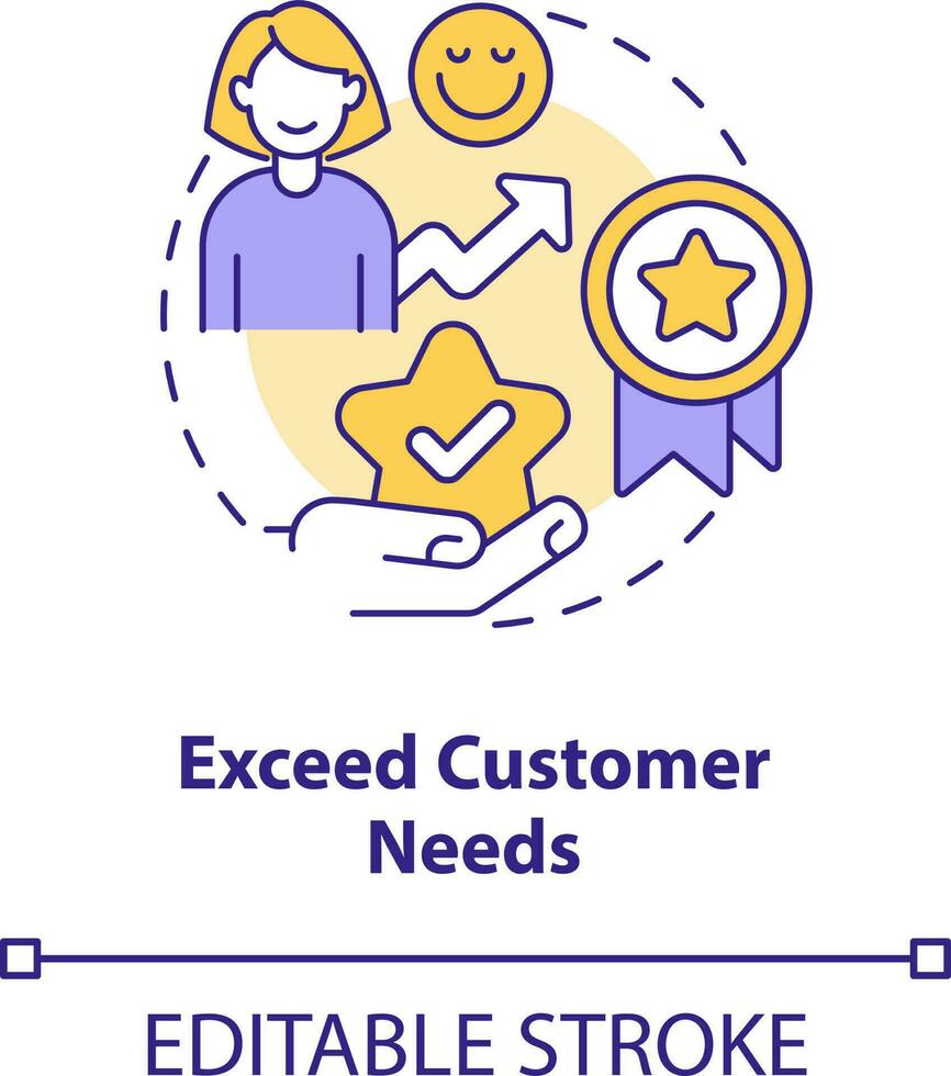 Exceed customer needs concept icon. Customer service tip for hospitality industry abstract idea thin line illustration. Isolated outline drawing. Editable stroke vector