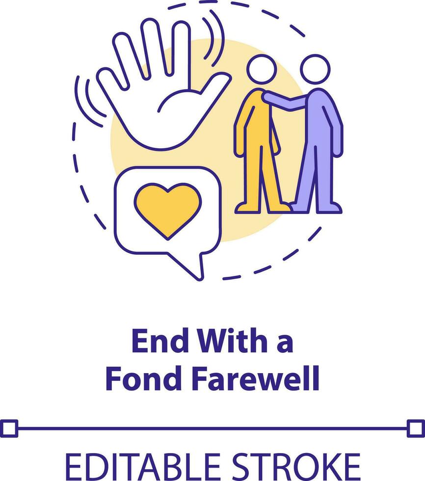 End with fond farewell concept icon. Improving hotel customer service abstract idea thin line illustration. Warm goodbye. Isolated outline drawing. Editable stroke vector