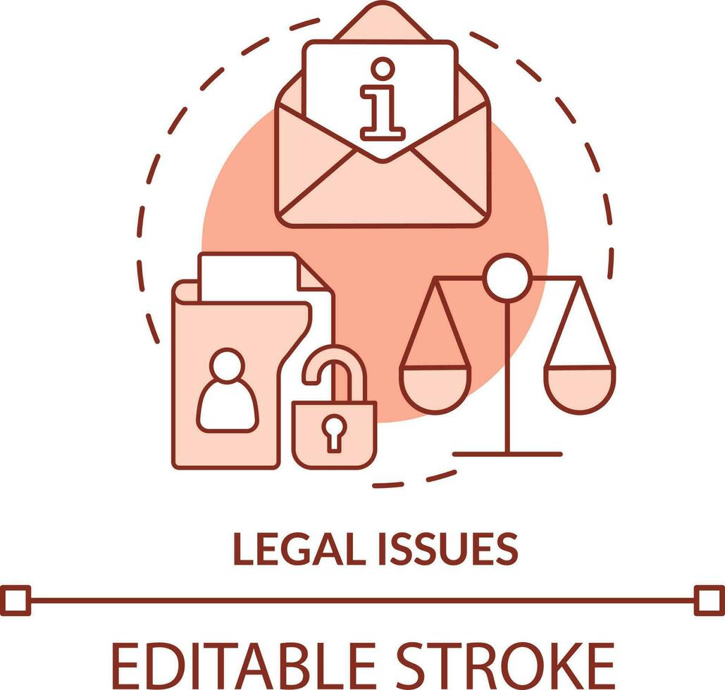 Legal issues orange concept icon. Privacy violation. Challenge of direct marketing abstract idea thin line illustration. Isolated outline drawing. Editable stroke vector