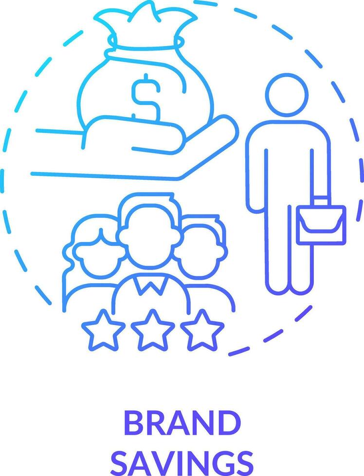 Brand savings blue gradient concept icon. High company reputation profits. Star rating. Employee retention abstract idea thin line illustration. Isolated outline drawing vector
