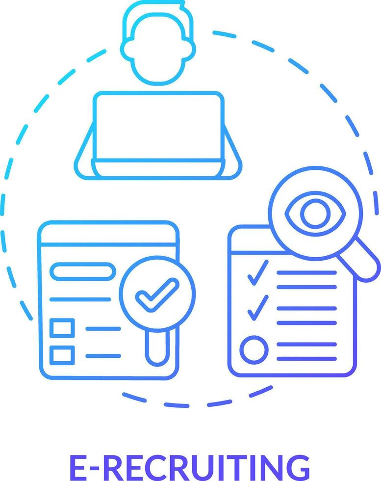 E-recruiting blue gradient concept icon. Search employees. Remote employment. Online recruitment abstract idea thin line illustration. Isolated outline drawing vector