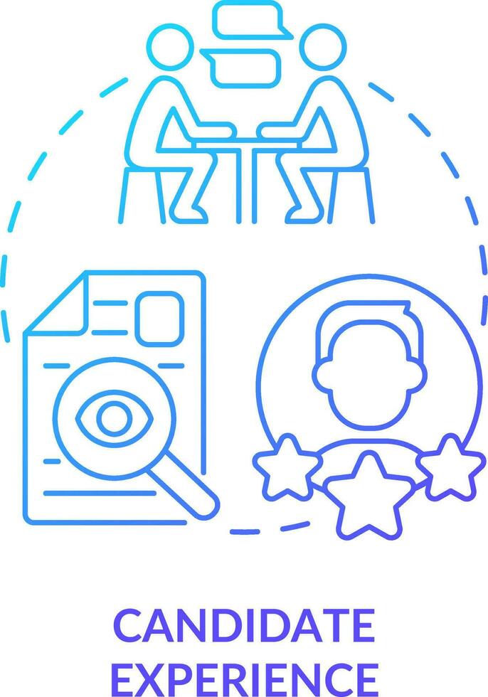 Candidate experience blue gradient concept icon. Applicant skills. CV review. Asses candidate abstract idea thin line illustration. Isolated outline drawing vector