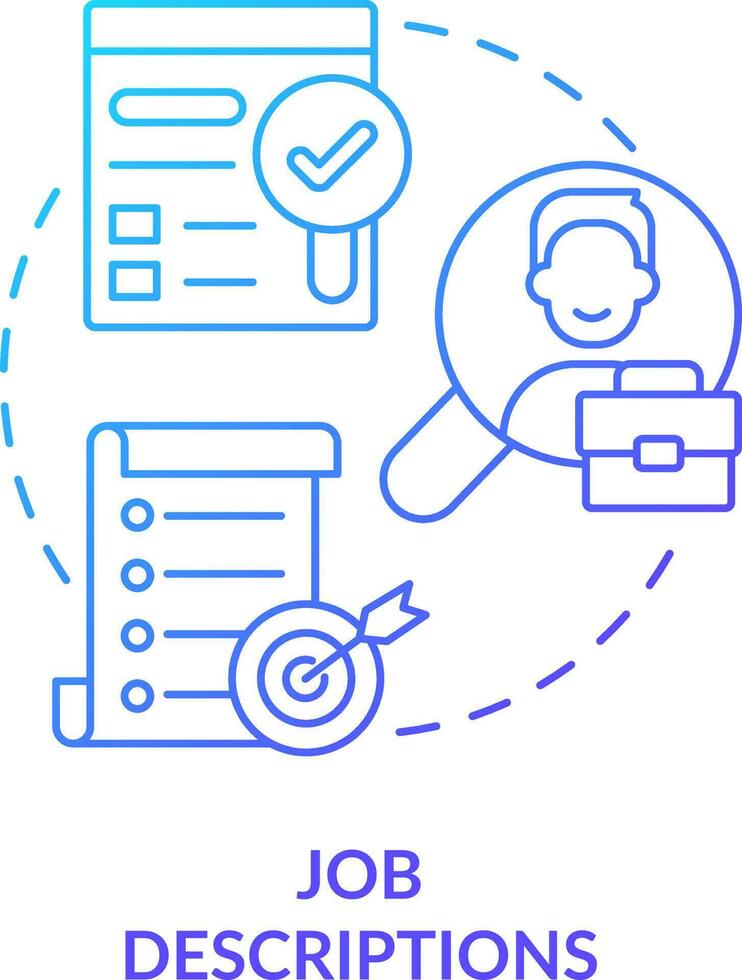 Job descriptions blue gradient concept icon. Applicant resume review. Search talent. Vacancy information abstract idea thin line illustration. Isolated outline drawing vector