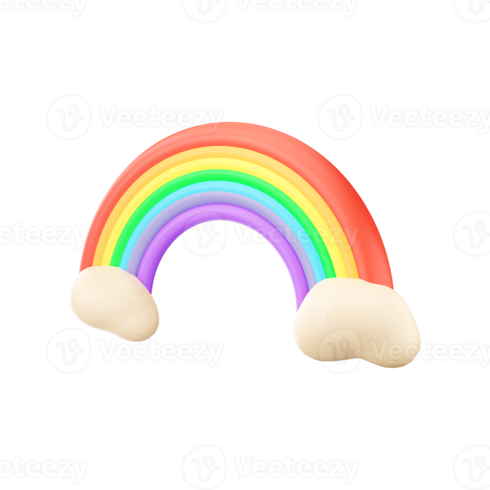3D Rendering of Rainbow With Clouds. png