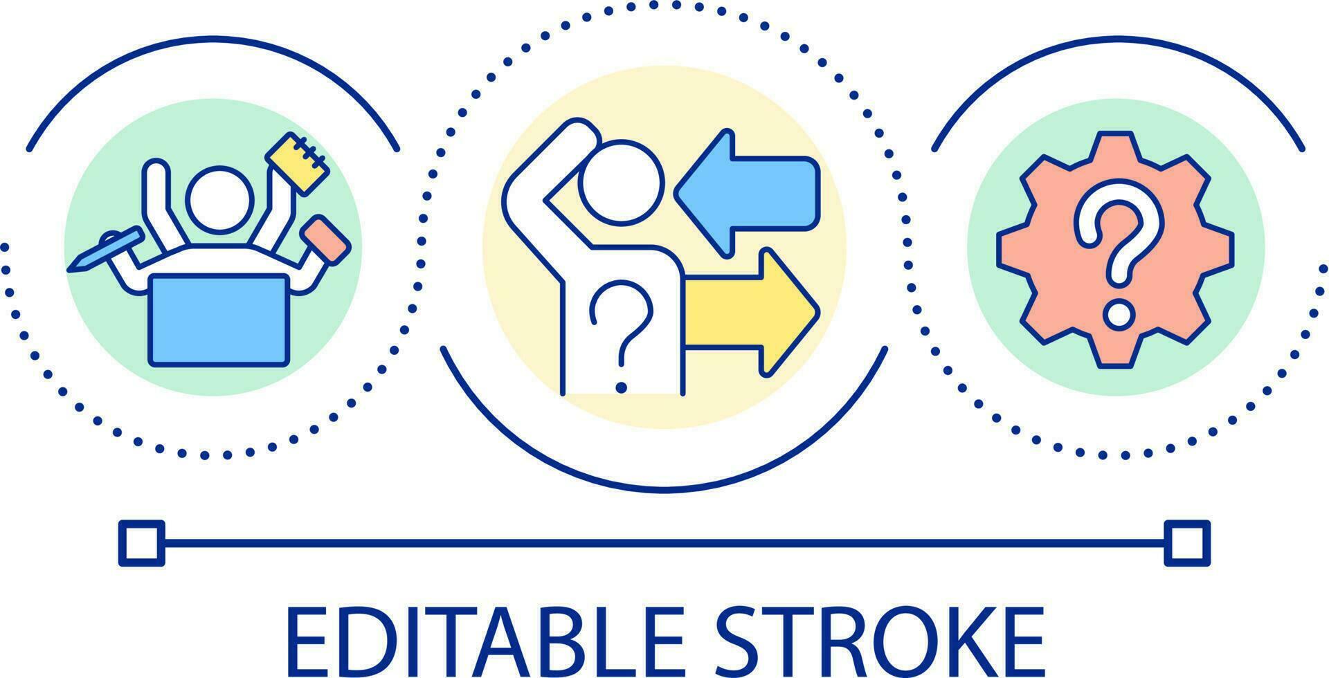 Chaotic work process loop concept icon. Mess and disorder at work. Unorganized process abstract idea thin line illustration. Isolated outline drawing. Editable stroke vector