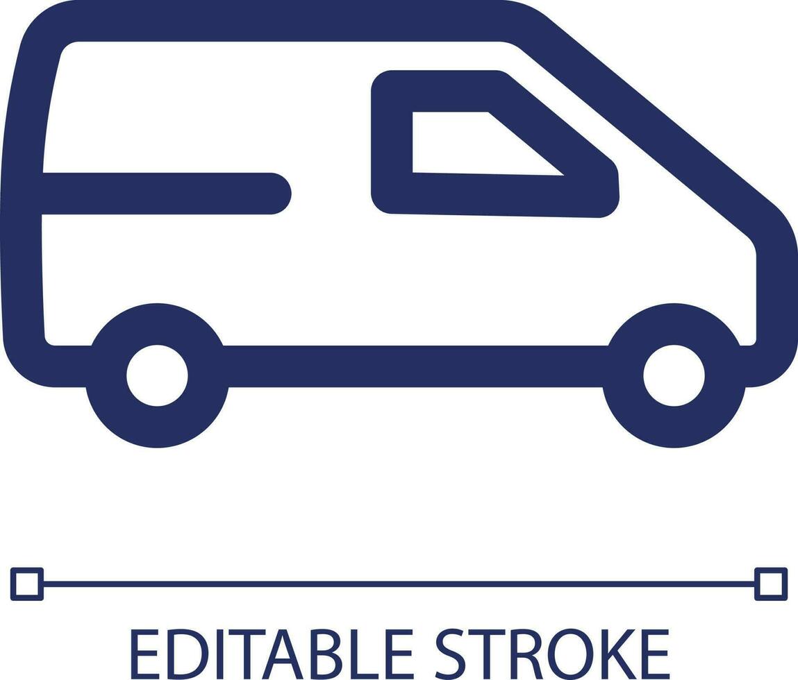 Delivery van RGB color ui icon. Courier service. Parcels transportation. Simple line element. GUI, UX design for mobile app. Vector isolated pictogram. Editable stroke