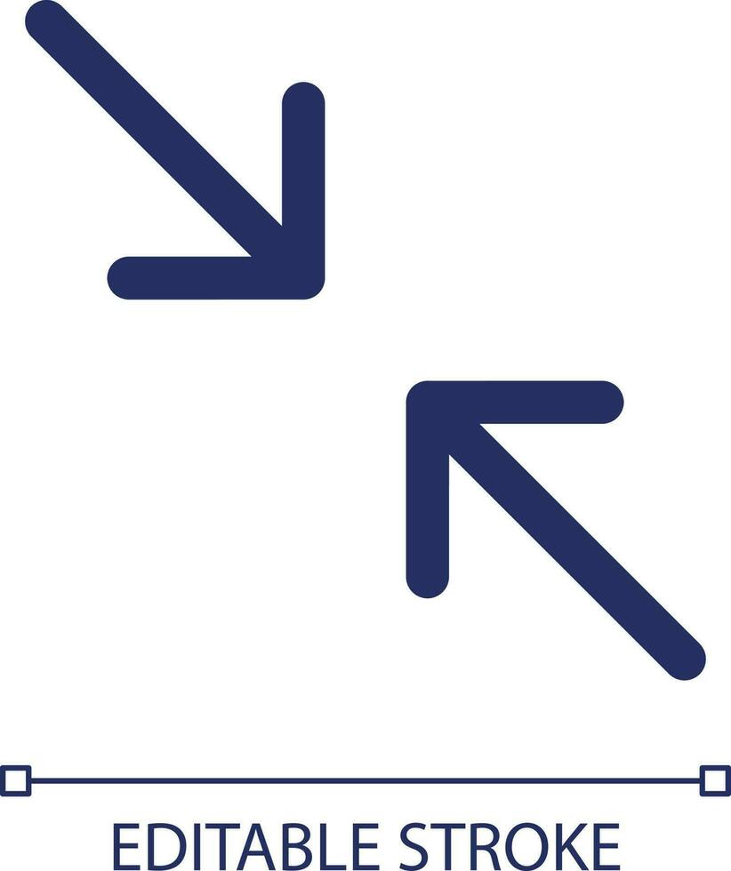 Exit full screen mode RGB color ui icon. Minimize size. Media player control. Simple line element. GUI, UX design for mobile app. Vector isolated pictogram. Editable stroke