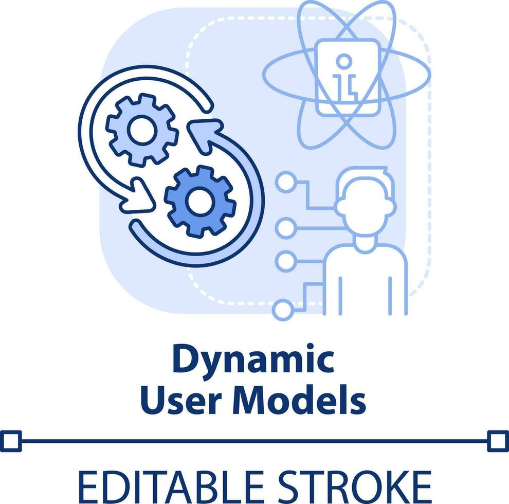 Dynamic user models light blue concept icon. Human-computer interaction abstract idea thin line illustration. Isolated outline drawing. Editable stroke vector