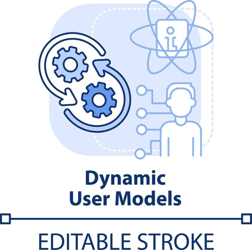 dinámica usuario modelos ligero azul concepto icono. humano-computadora Interacción resumen idea Delgado línea ilustración. aislado contorno dibujo. editable carrera vector