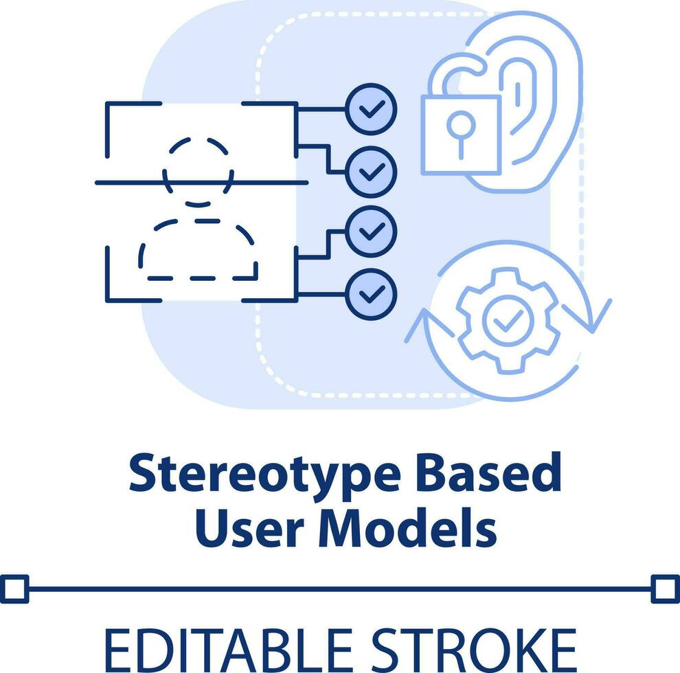 Stereotype based user models light blue concept icon. Stereotypical approach abstract idea thin line illustration. Isolated outline drawing. Editable stroke vector