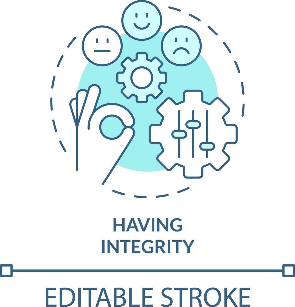 Having integrity turquoise concept icon. Self-management skill abstract idea thin line illustration. Honesty about morals. Isolated outline drawing. Editable stroke vector