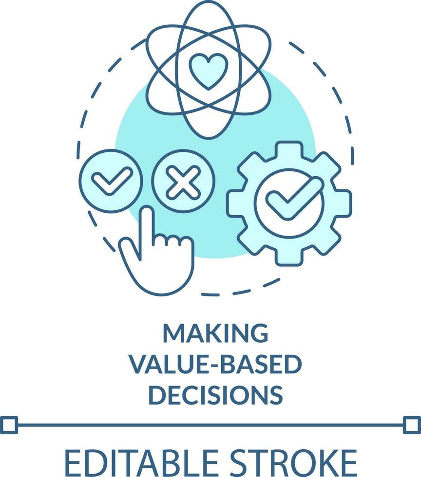 Making value-based decisions turquoise concept icon. Self-management skill abstract idea thin line illustration. Isolated outline drawing. Editable stroke vector