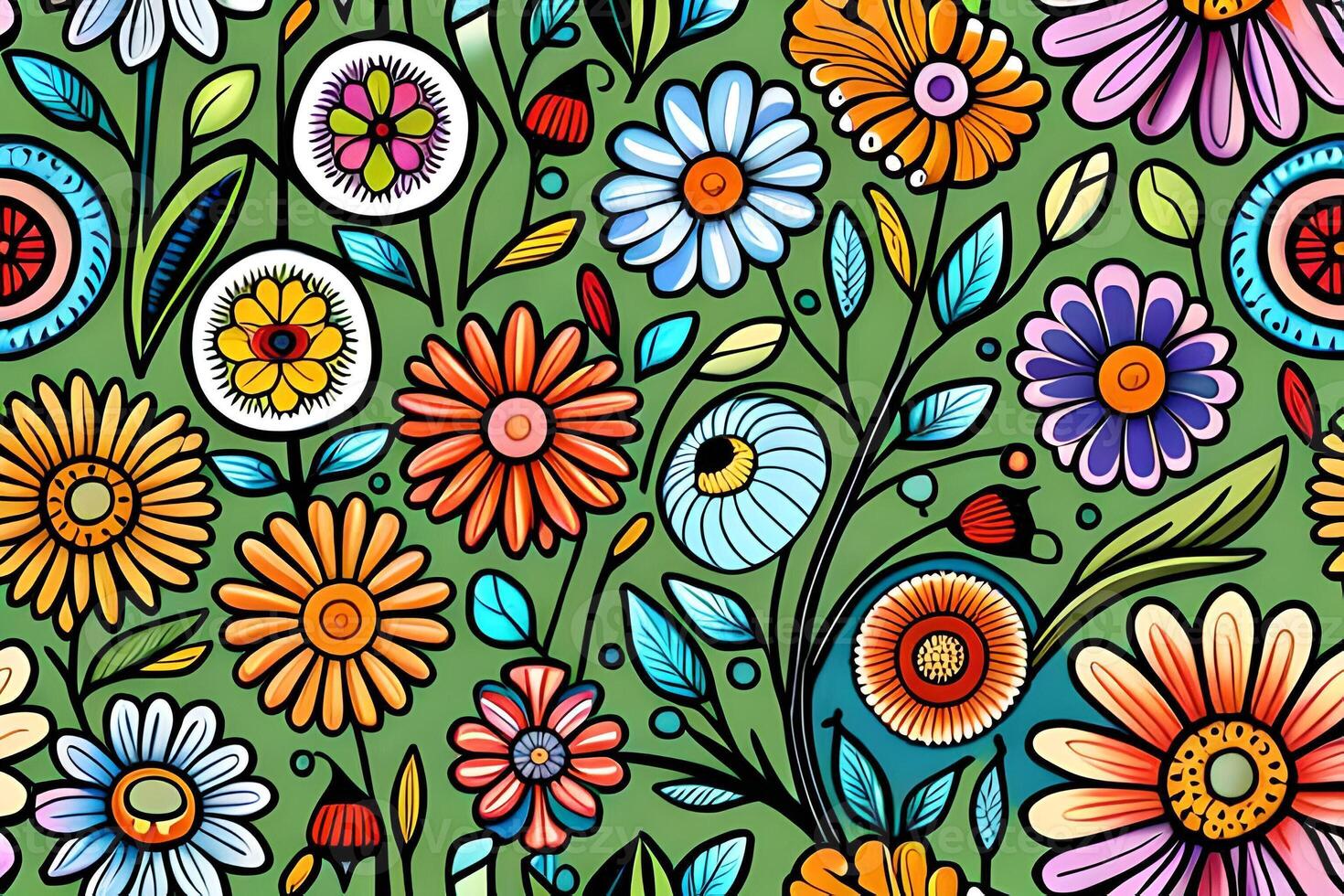Beautiful flowers repeating pattern photo
