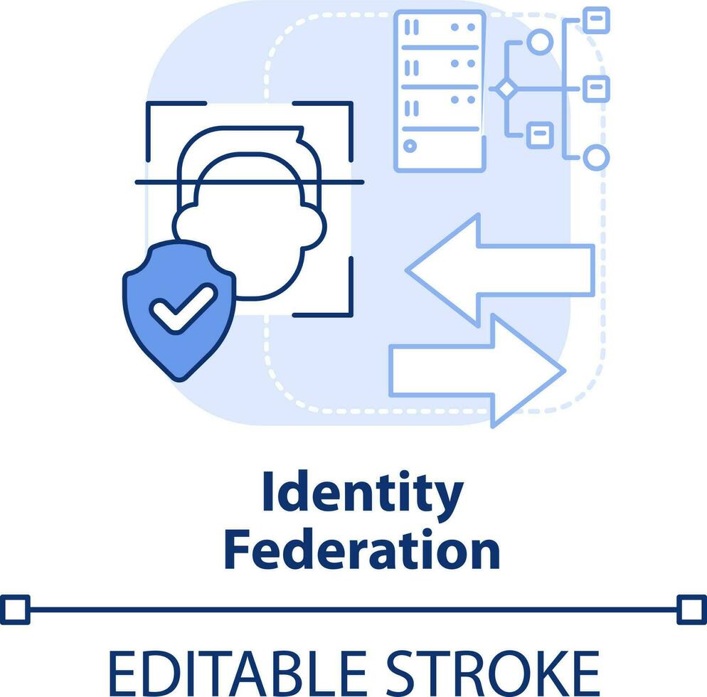 Identity federation light blue concept icon. Identity management abstract idea thin line illustration. Trust domains. Isolated outline drawing. Editable stroke vector