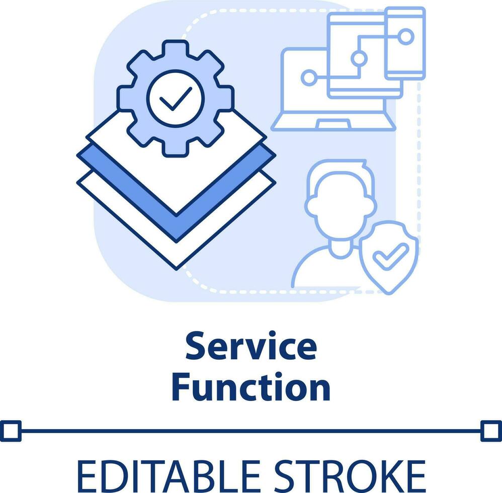Service function light blue concept icon. Identity management process abstract idea thin line illustration. Remote access. Isolated outline drawing. Editable stroke vector