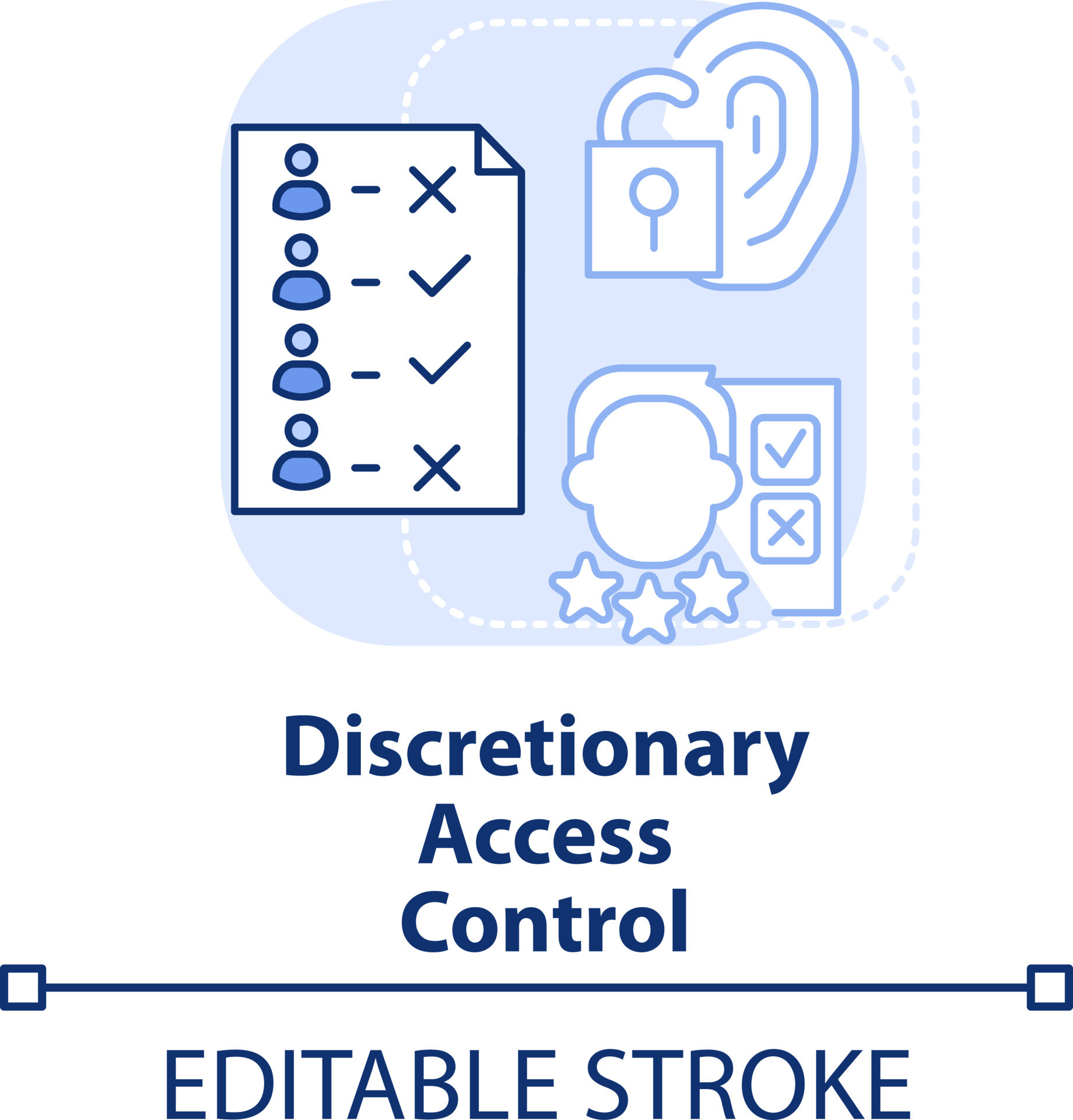 Discretionary access control light blue concept icon. Security
