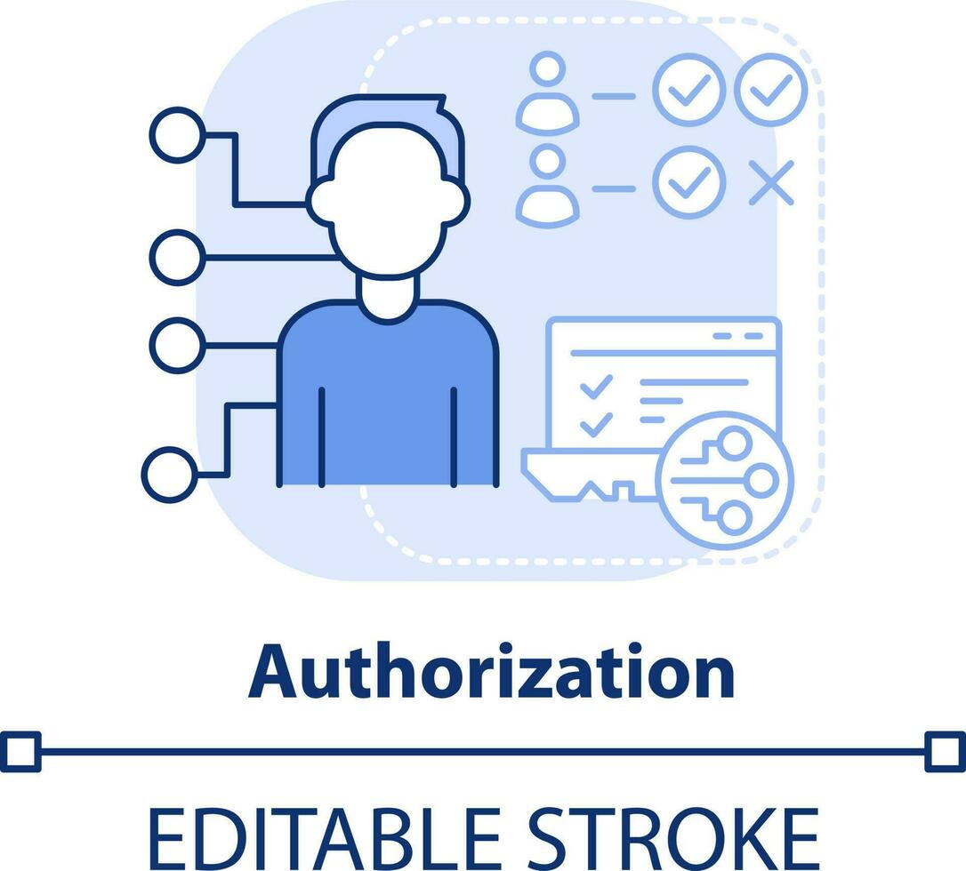 Authorization light blue concept icon. Identity management abstract idea thin line illustration. Computer security. Isolated outline drawing. Editable stroke vector