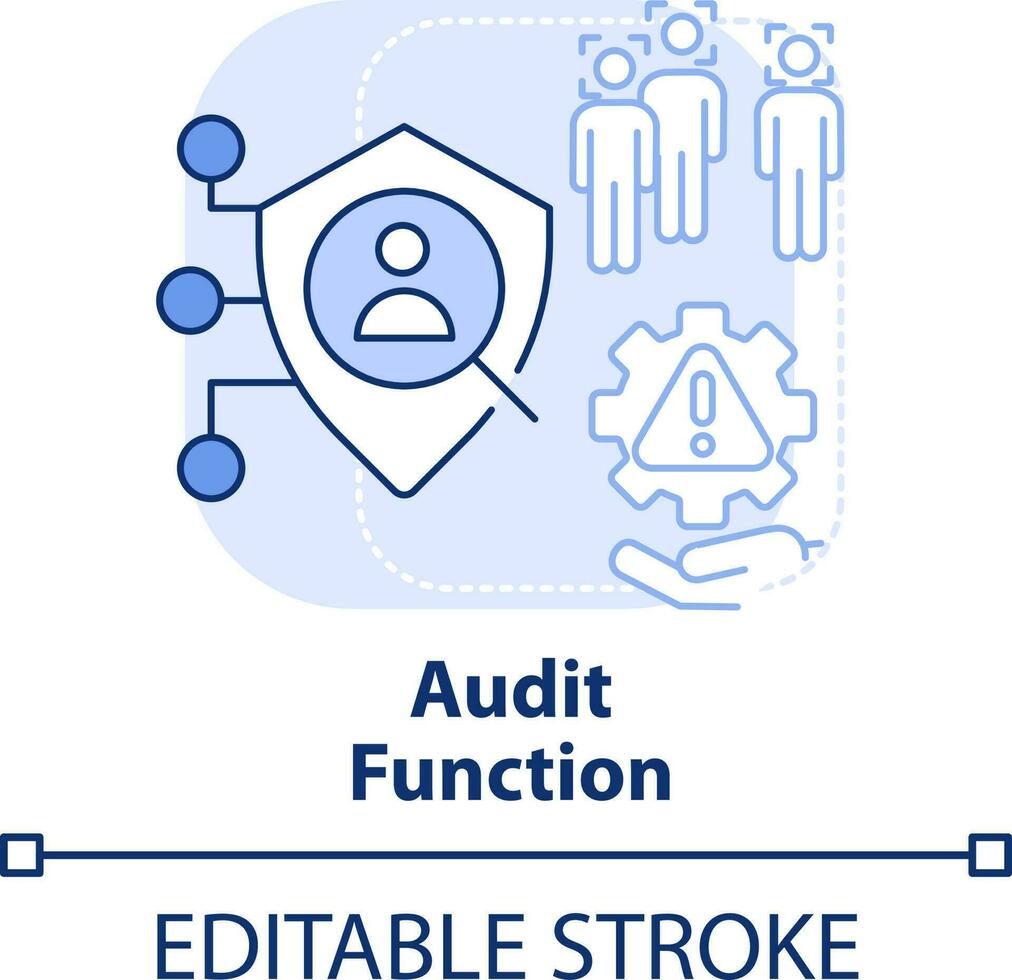 Audit function light blue concept icon. Identity management abstract idea thin line illustration. Monitor user behaviour. Isolated outline drawing. Editable stroke vector